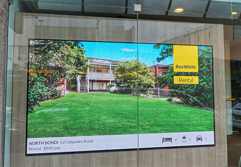 A real estate video wall